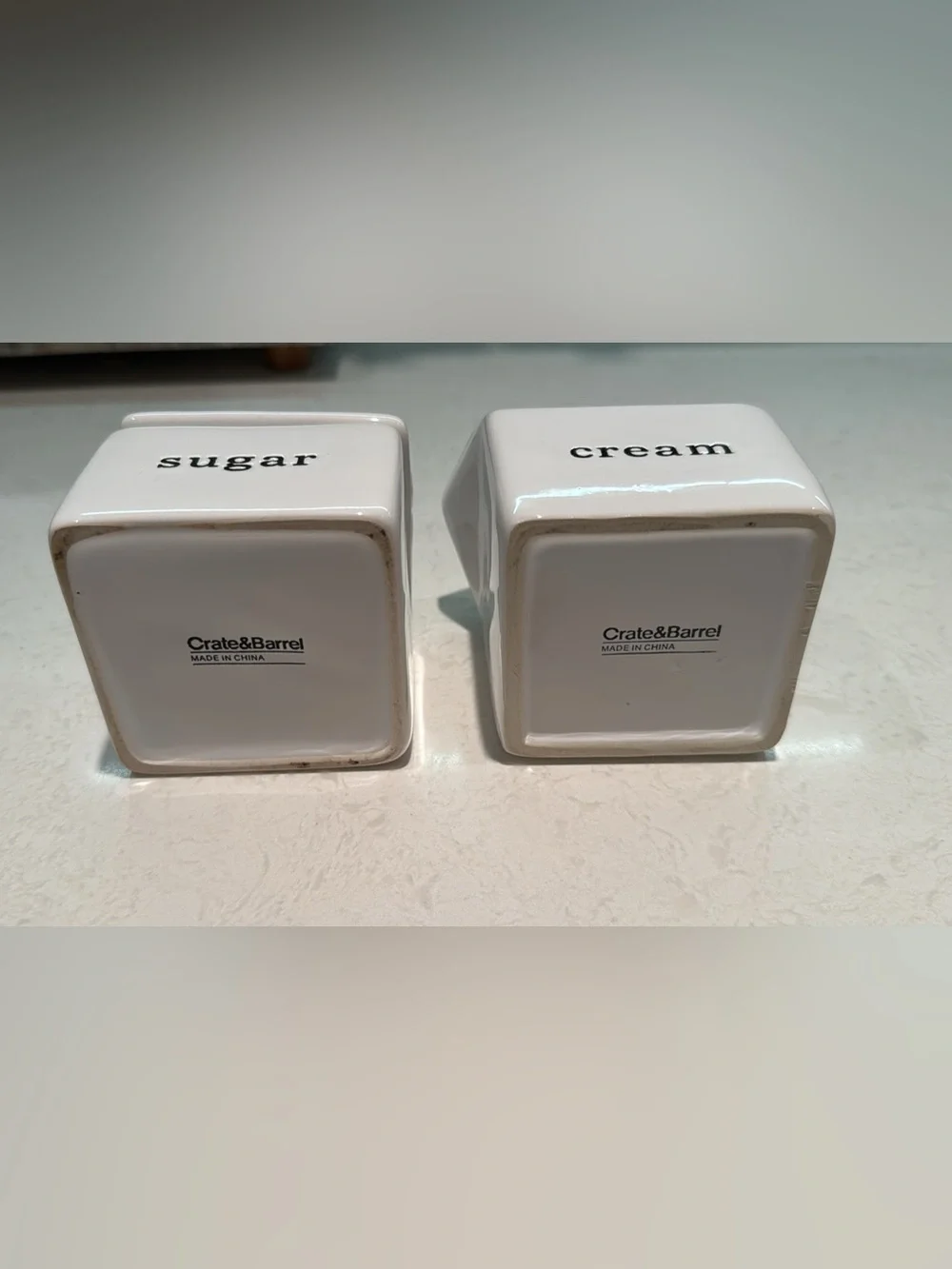 Crate&Barrel White Ceramic Sugar Jar and Creamer Set